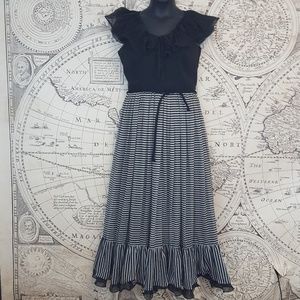 Vintage Miss Elliette sleeveless stripe maxi dress